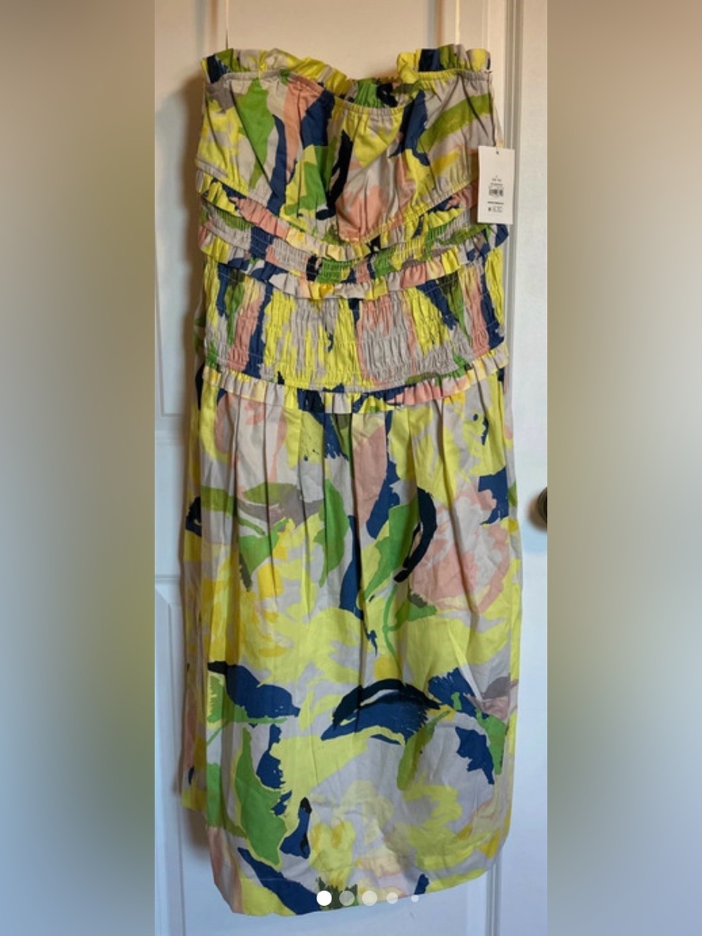 Free People Strapless Floral Print Midi Dress in Yellow, Navy, Green, Pink, Gray